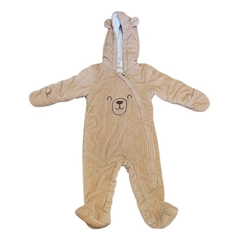First Wish Baby 9-12 Months Bear Bunting Suit Tan Hooded Winter Zip